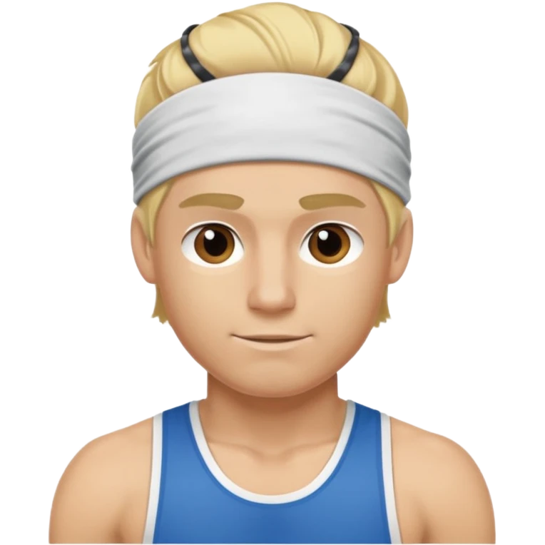 blonde male athelete with headband emoji