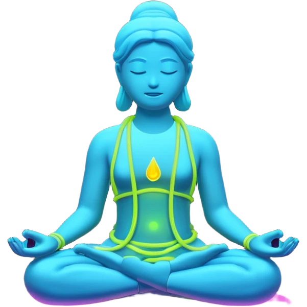 meditation aura , minimalistic transparent glass 3d neon glowing emoji