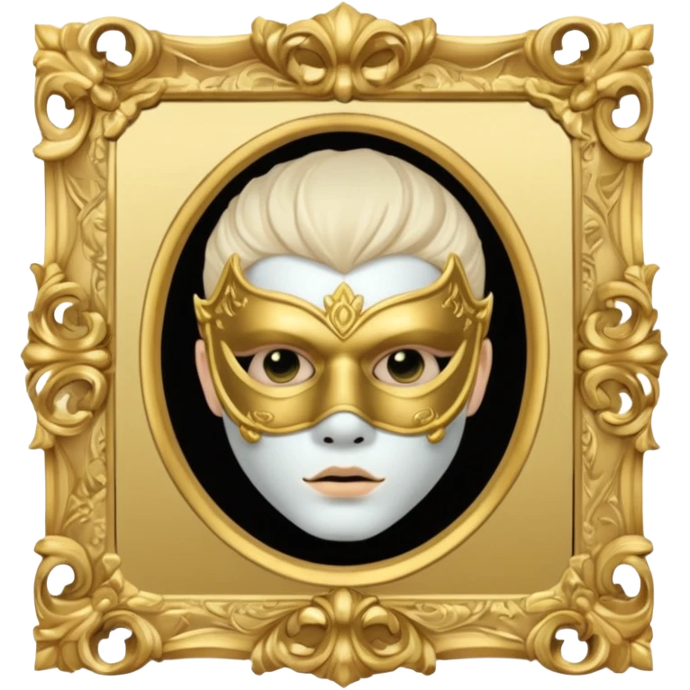 Spooky killer on mask on fancy mirror behind boy emoji