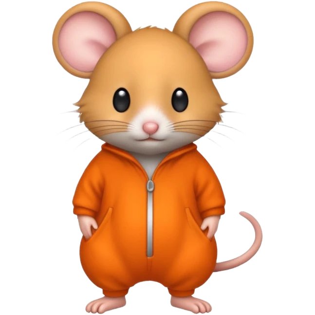 a grey mouse Prison wear orange jumpsuit emoji