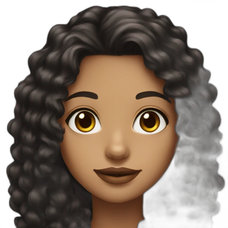 woman light brown skin long black curly hair with black cat emoji