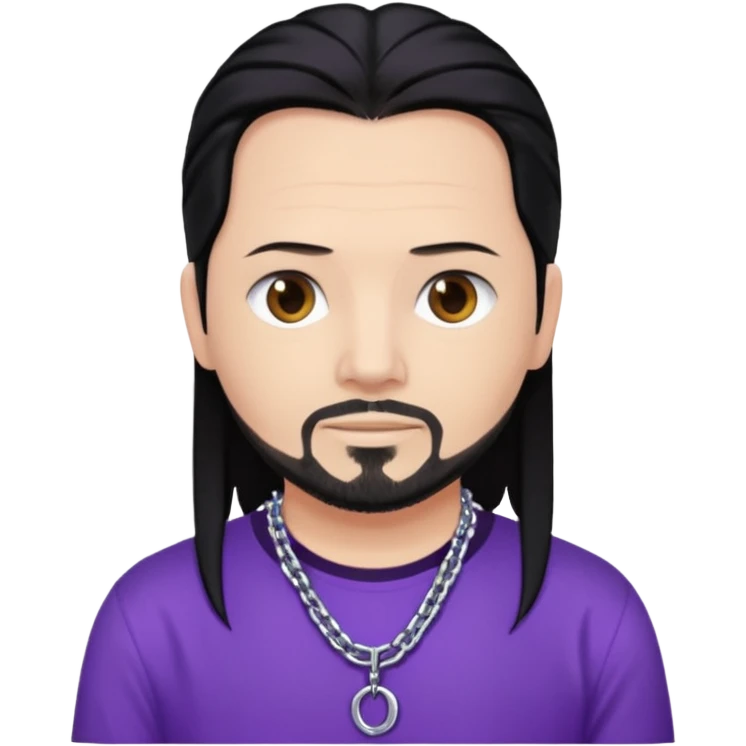 Jonathan Davis with black hair, purple shirt emoji