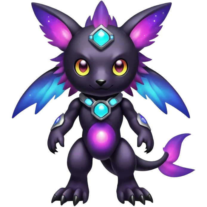 Cute cool colorful dark nebula Digimon-animal-hybrid full body emoji