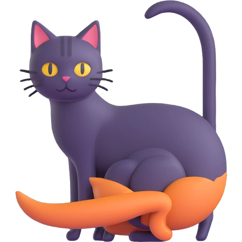 a playful and mysterious cat hiding with only its tail visible, the rest of the body hidden emoji