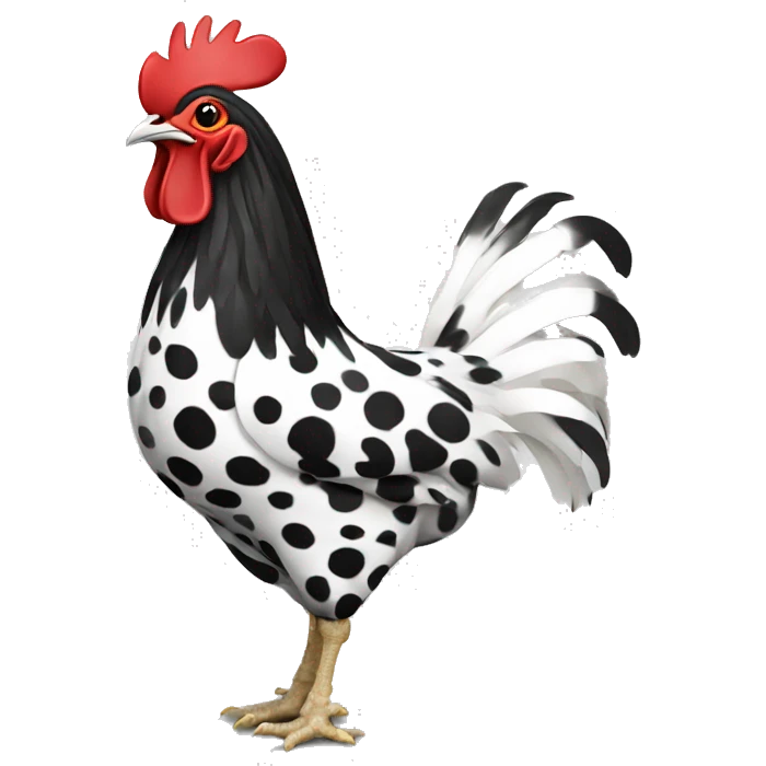 Black and white spotted chicken emoji