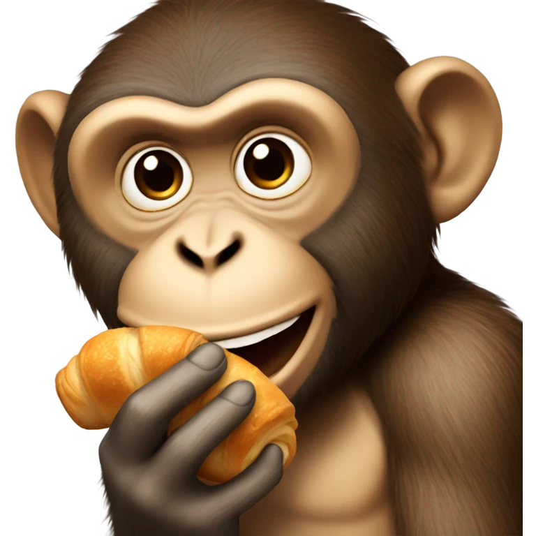 A monkey eating a croissant emoji