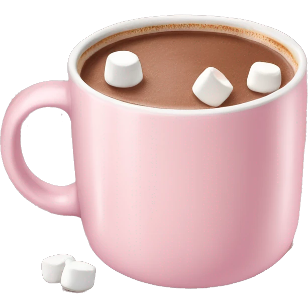 Light Pink mug of hot chocolate with marshmallows  emoji