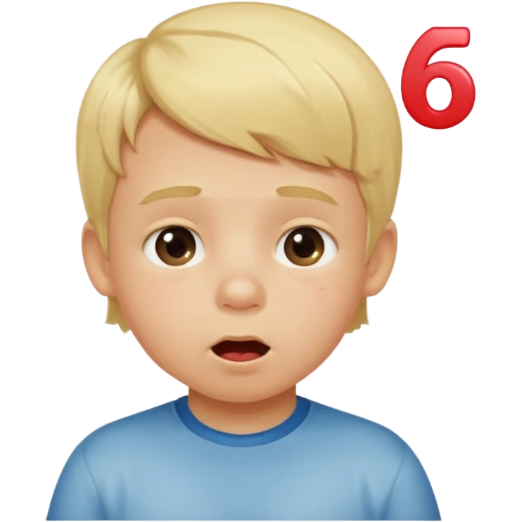 Blonde kid drooling with numbers 67 next to him  emoji