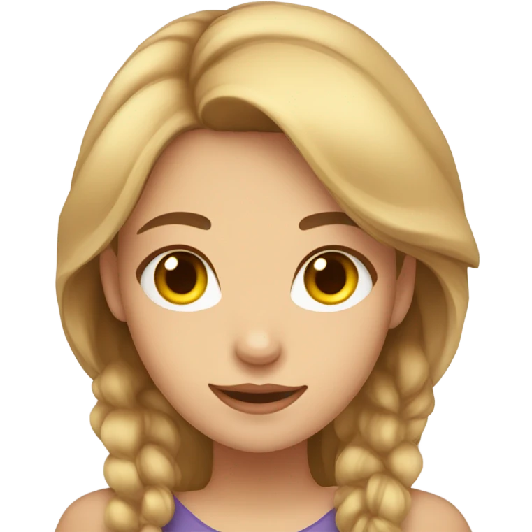 a girl with light hair and brown eyes holding a brown cat with yellow eyes emoji