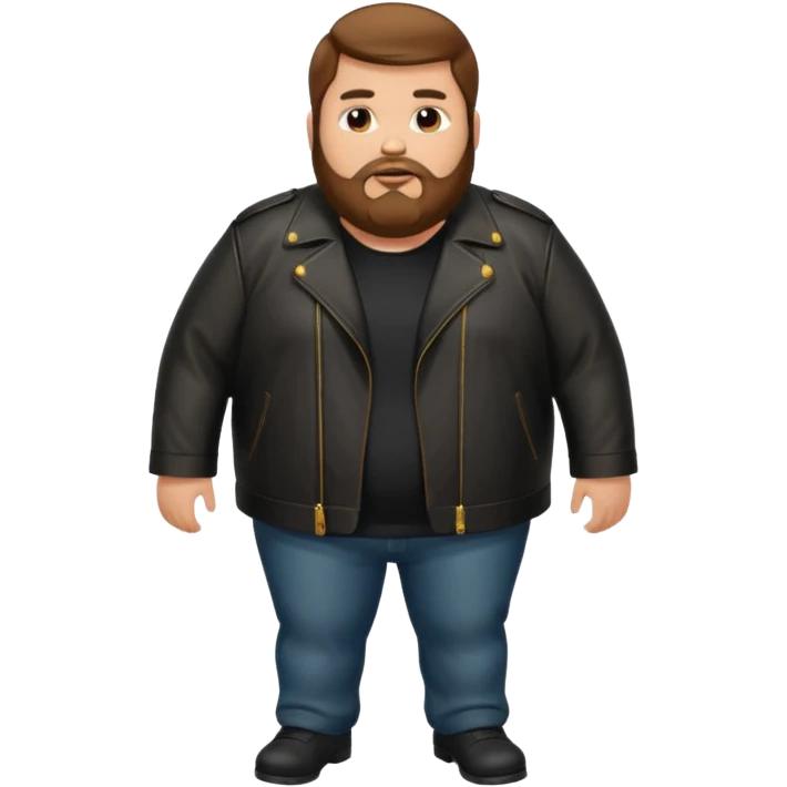 Long hair obese men with beard in leather jacket emoji