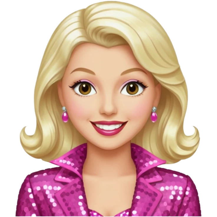 Lana Turner with long platinum blonde hair, pink sequin outfit  emoji