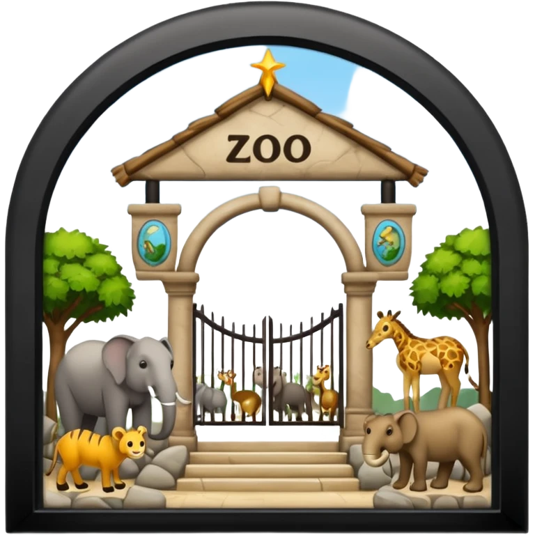 entrada de un zoo y que vean animales  sin ninguna persona  emoji