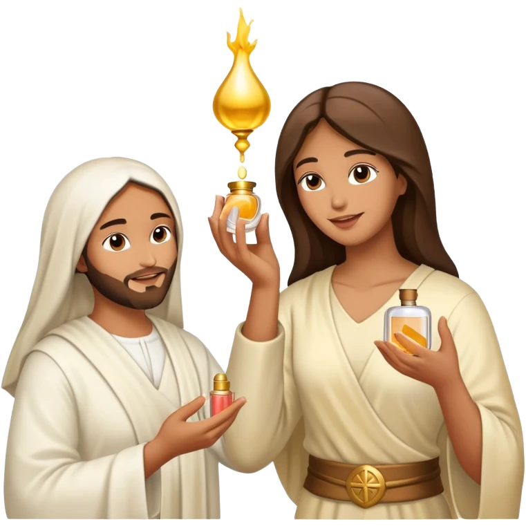 Biblical woman gifts one perfume to Jesus emoji