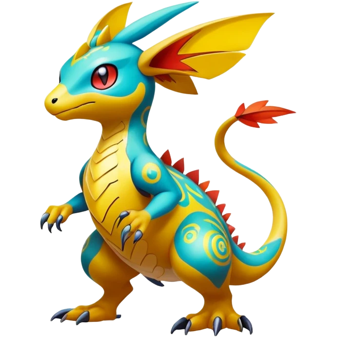 exotic fantasy-creature-Fakémon-Pokémon, full body, with random markings emoji
