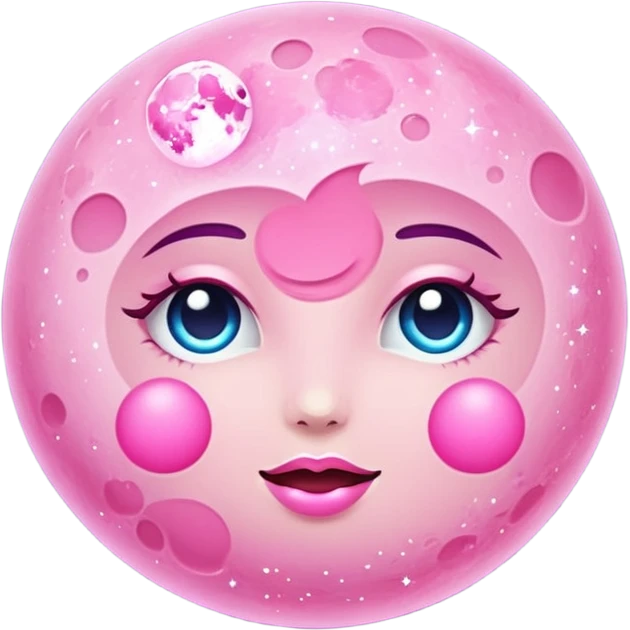 Pink sparkly moon emoji