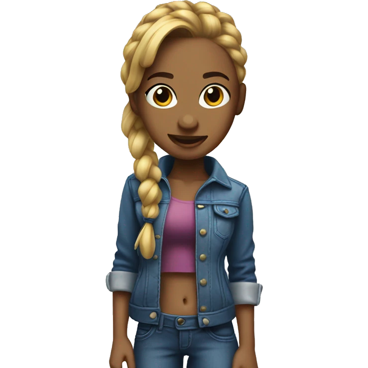 Dancing rap doll with pony tail emoji