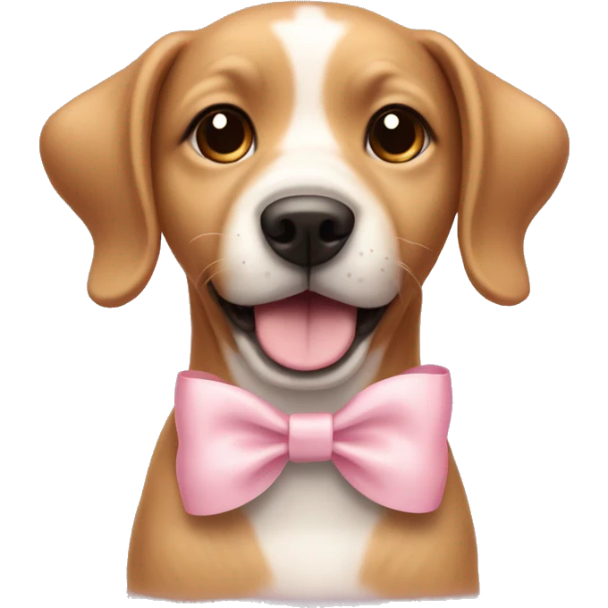 Cute light brown dog with a light pink bow on her head emoji