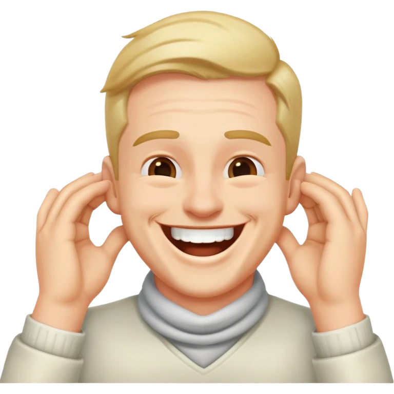 Guy laughing with hands around neck  emoji