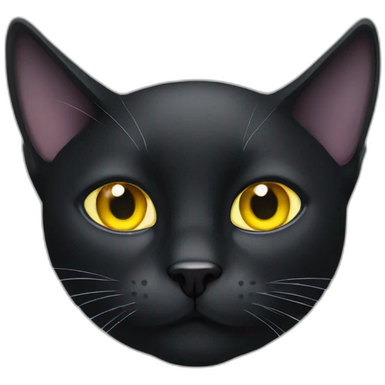 Black cat with yellow eye like emoji