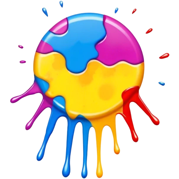 splash paint, colorful button with paint splatter and beveled edges emoji