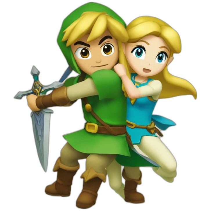 Link et zelda qui s'embrasse emoji