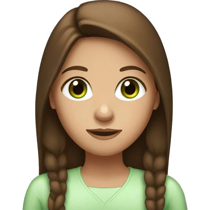 long straight Brown haired girl, with Green eyes  emoji