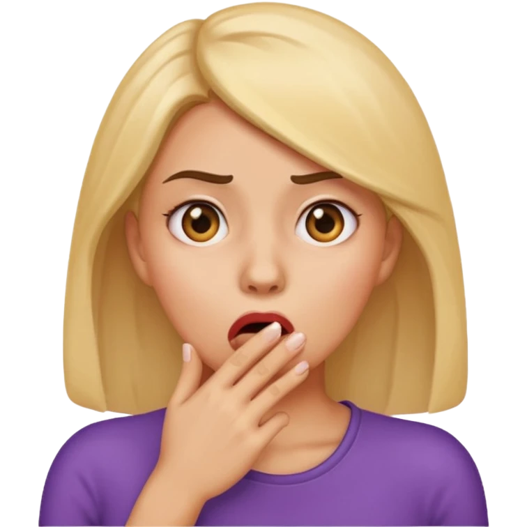 scared woman with her hand on mouth, emoji style, more details, different pose emoji