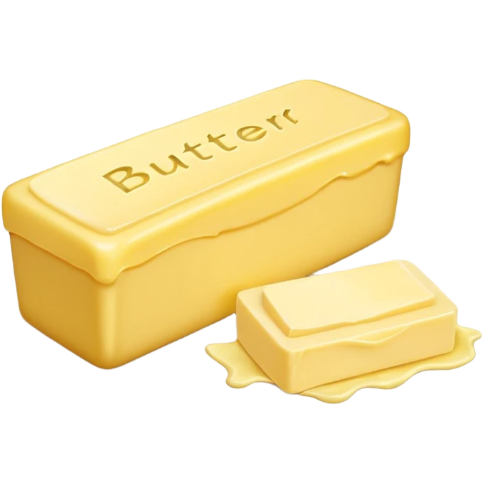 Create an image with butter and text in front that says butter  emoji