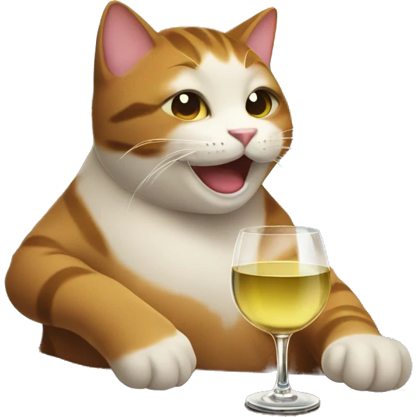 happy cat drinking wine by a lake  emoji