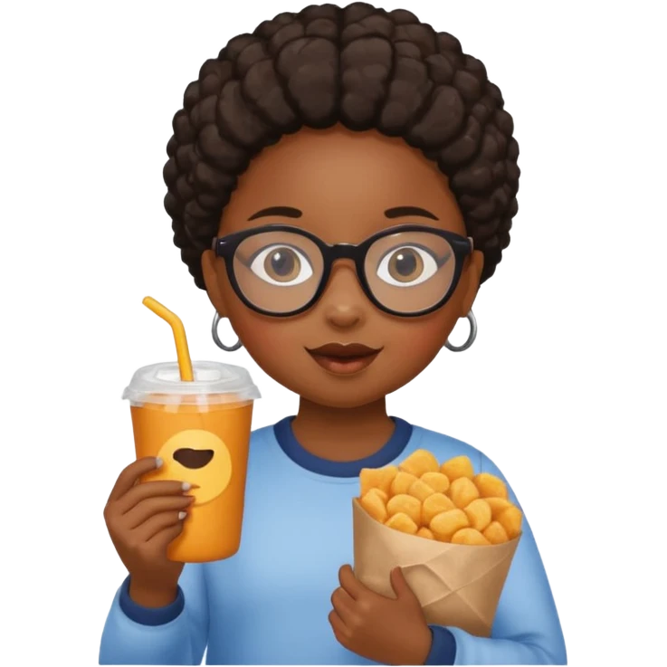 snack holding black girl kid with glasses on eyes emoji