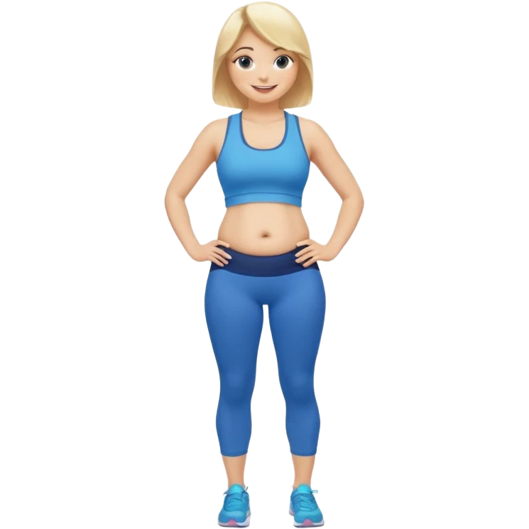 Woman blonde hair tank top blue leggings rounder belly holding a pump  emoji