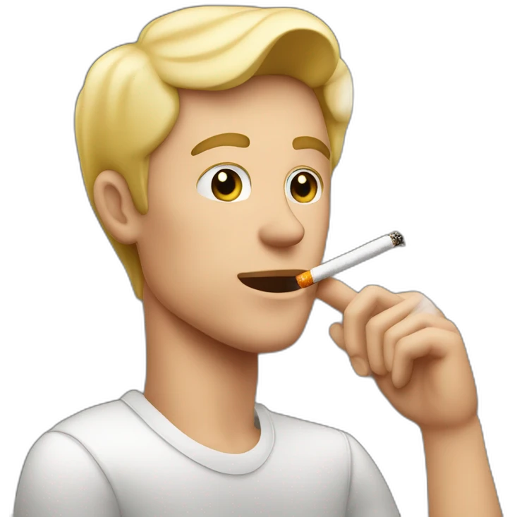 blonde white man smoking cigarette in front of tbone steak emoji