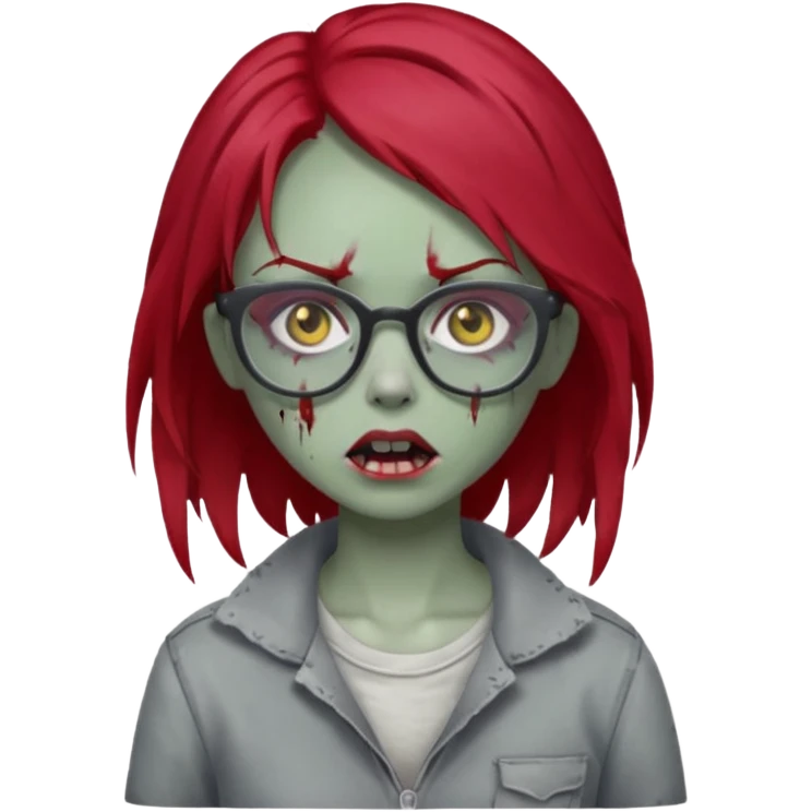 girl zombie with cherry red hair and glasses emoji