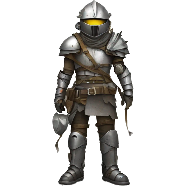 post apocalyptic scavenger in armor made from road signs emoji