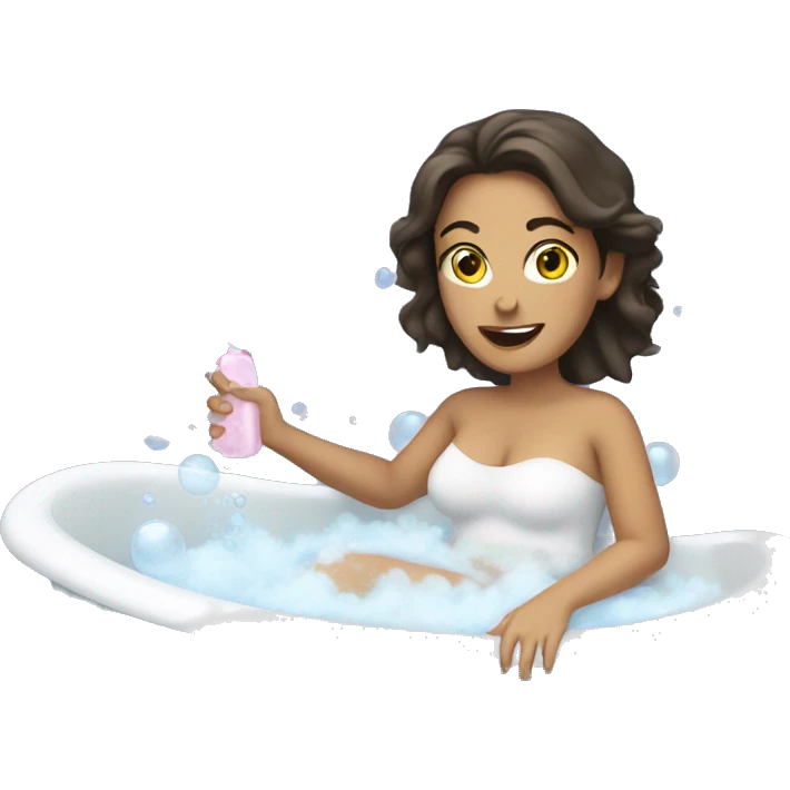 Brunette Woman taking a bubble bath emoji