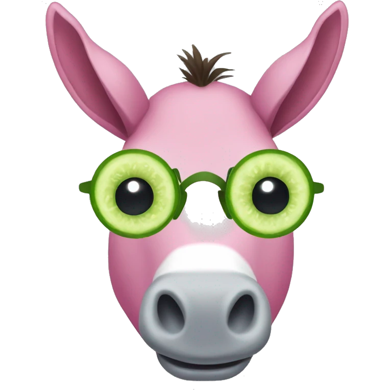 Pink donkey with cucumbers on eyes emoji