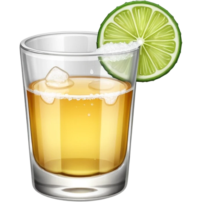 Tequila shot with salt and lime slice on rim emoji
