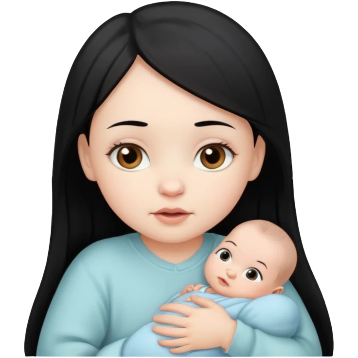 Cute pale light skin newborn baby girl (Black hair and brown eyes only)  emoji
