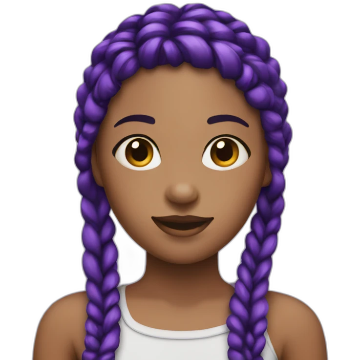 girl with black and purple braids emoji