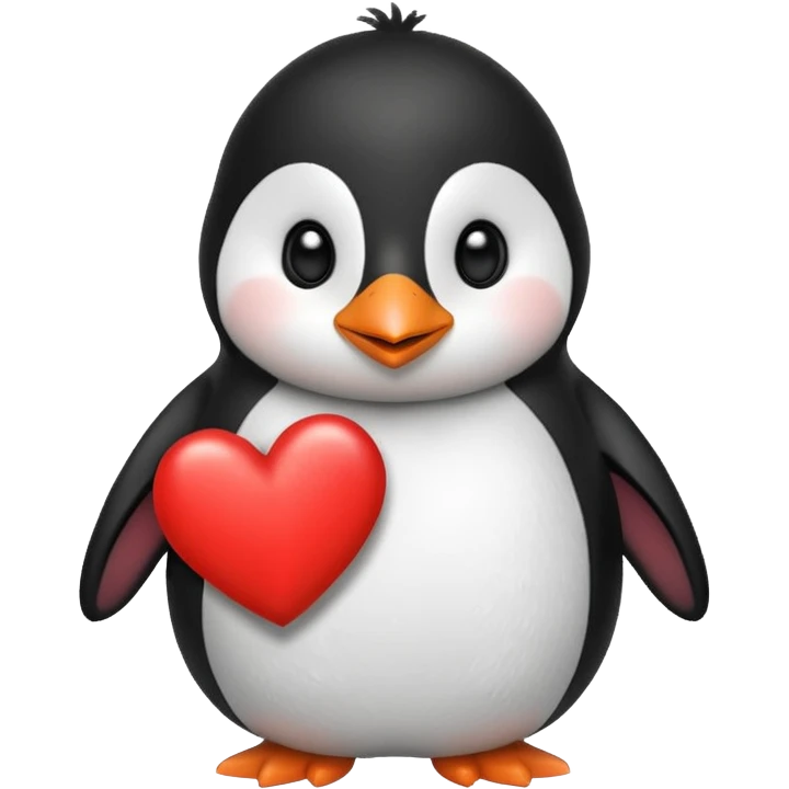 Cute penguin with holding heart emoji