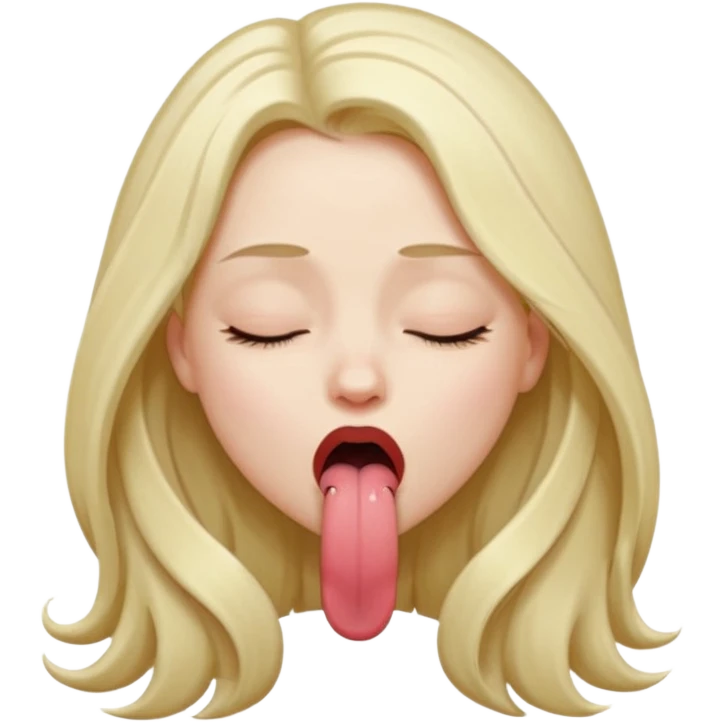 female , with long hair , eyes closed, tongue sticking out one side of mouth, strangling herself emoji