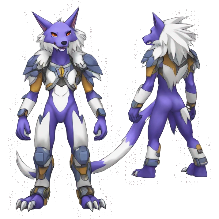  Cool Edgy Digimon-Fakemon-Garurumon-Loogamon-Dorulumon-Wolf full body emoji
