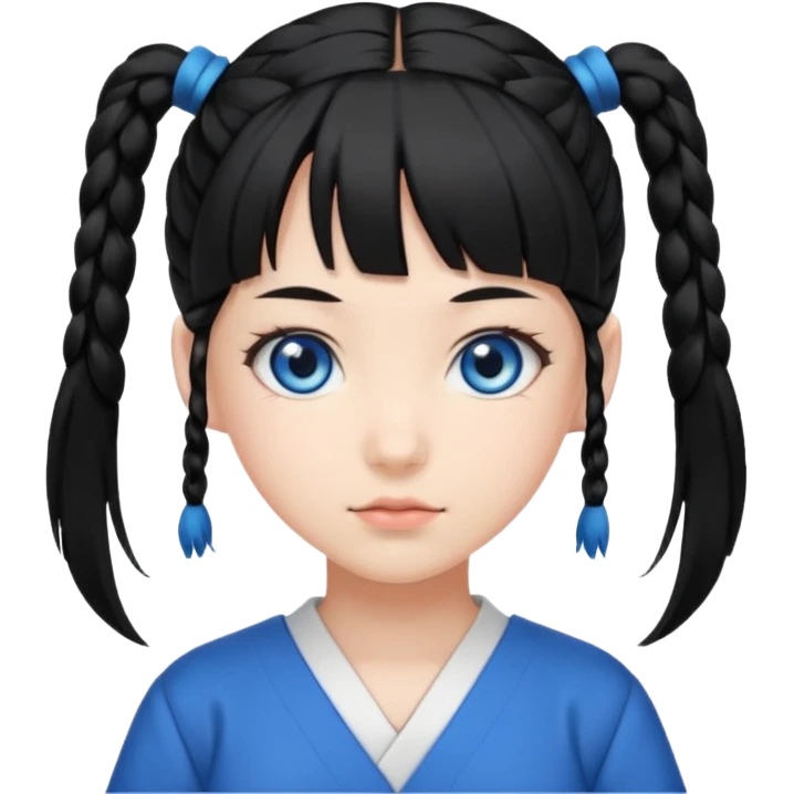 japanese schoolgirl with black twintails and blue eyes emoji