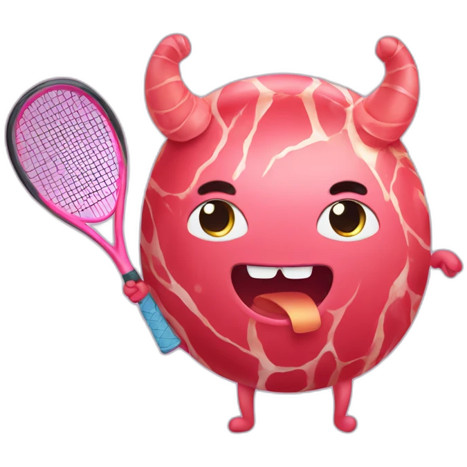 Kawaii jamon with tennis racket emoji