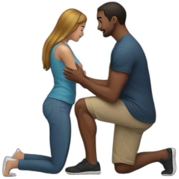 Woman on knees facing man emoji