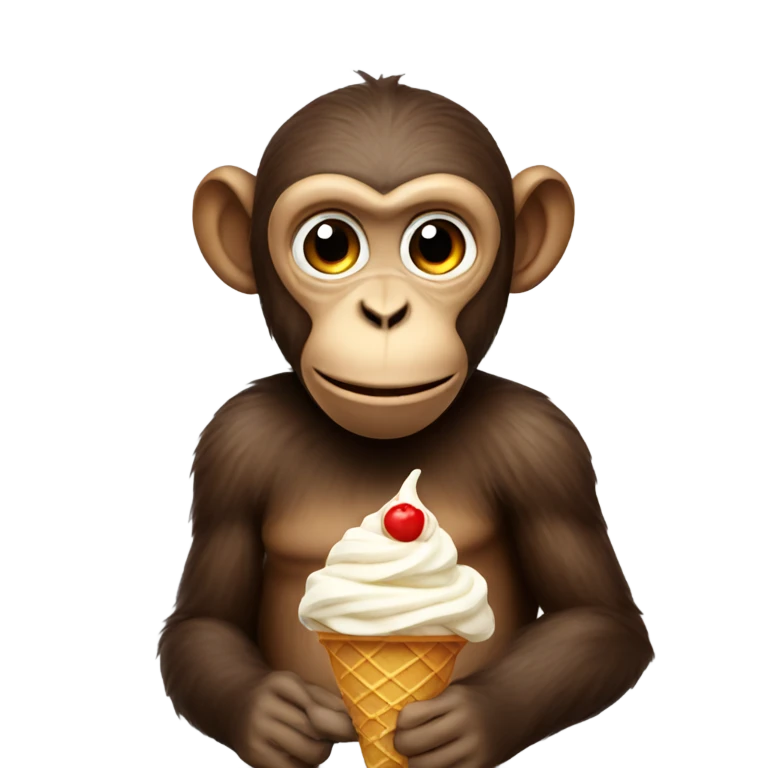 Monkey with ice cream emoji