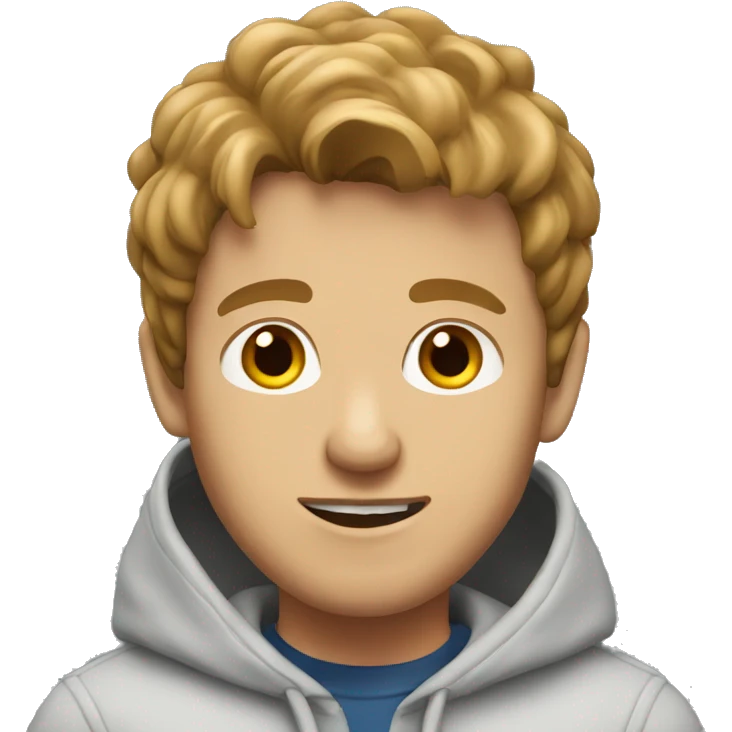 Guy with light brown hair in a hoodie emoji