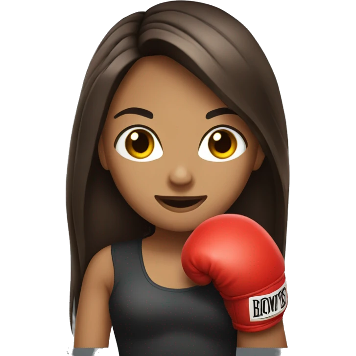 Beautiful long hair brunette with boxing gloves  emoji
