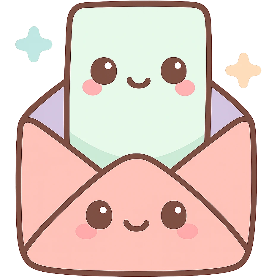 a letter being placed inside an envelope, kawaii cute style emoji