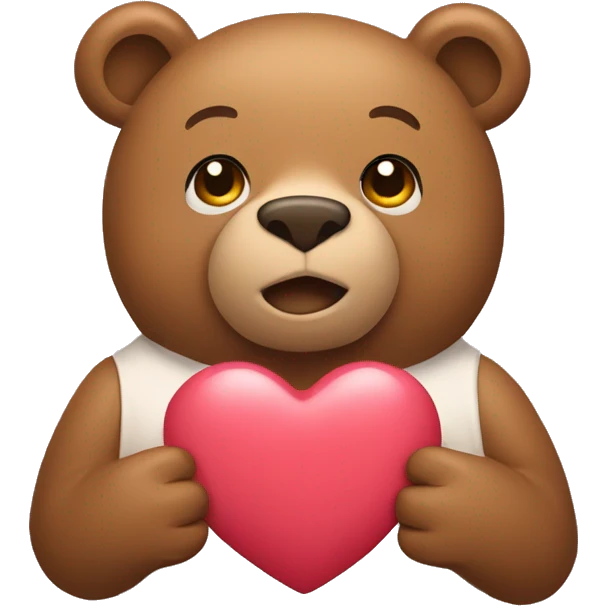 Light brown bear holding a heart emoji